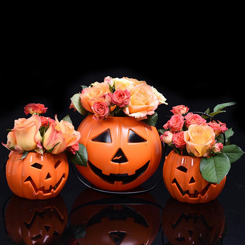 1pcs Pumpkin Bucket Halloween Candy Trick Or Treat Buckets Holder Pail Mini Basket Halloween Gift Home Decoration Props