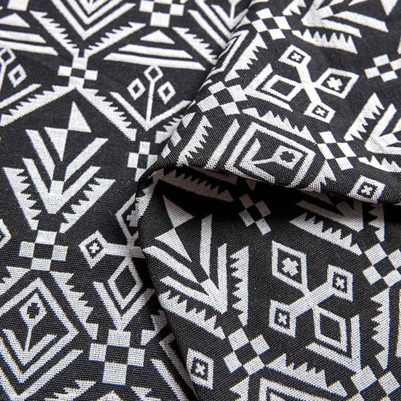 BILU Thicken Yarn Woven Polyester Cotton Linen Ethnic Jacquard Fabric for Home Textile