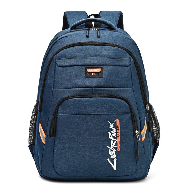 Oxford Fabric Unisex Casual Backpack With Letter Pattern For Travel And School синий
