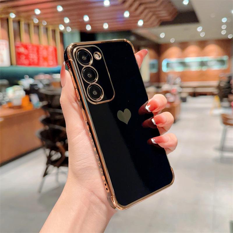 Anti fall Side Love Electroplating Soft Shell Suitable for Samsung S25 UltraS24S23 Mobile Phone Case Small and Fresh A56A15