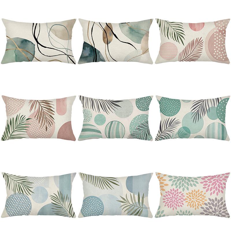 Bohemian Waist Pillowcase Atmosphere Decoration Living Room Sofa Cushion Polyester Plant Print Cushion Cover
