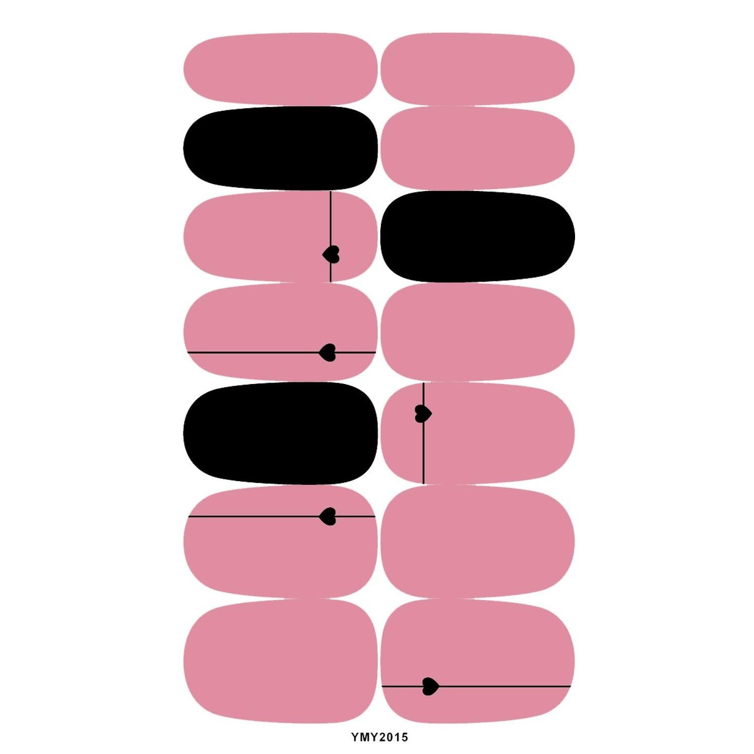 Solid Color Waterproof Nail Art Stickers - Full Cover Valentine s Day Style (YMY2011-2020)