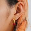 Niche Design Diamond Red Cherry Pendant Necklace Earrings Set Fashion Versatile Accessories