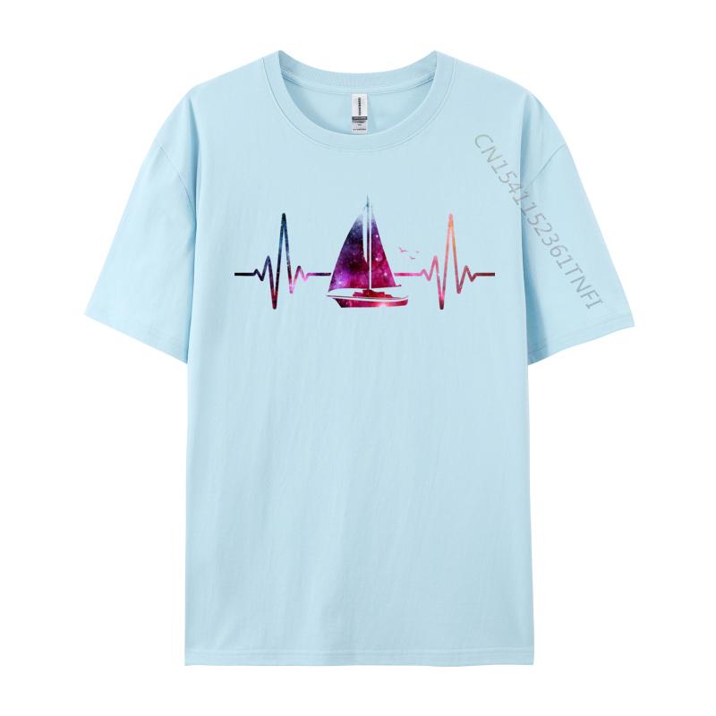 Sailing Heartbeat Galaxy Tshirt Colorful Pattern Cotton High Quality Classic T Shirts Mens Tops  Tees Slim Fit