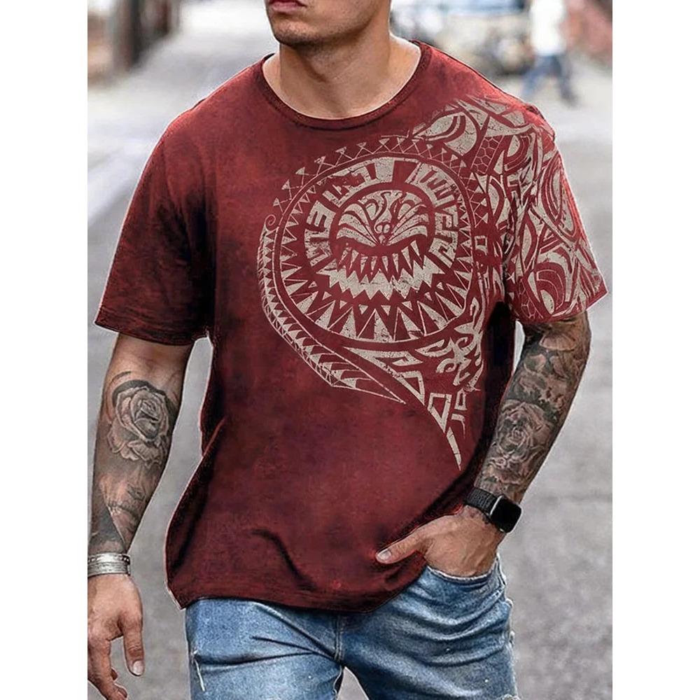 New Outdoor Street Style Men's Fashion T-Shirt 3D Textured Print Men's Fitness T-Shirt Casual Sports Short-Sleeve Top