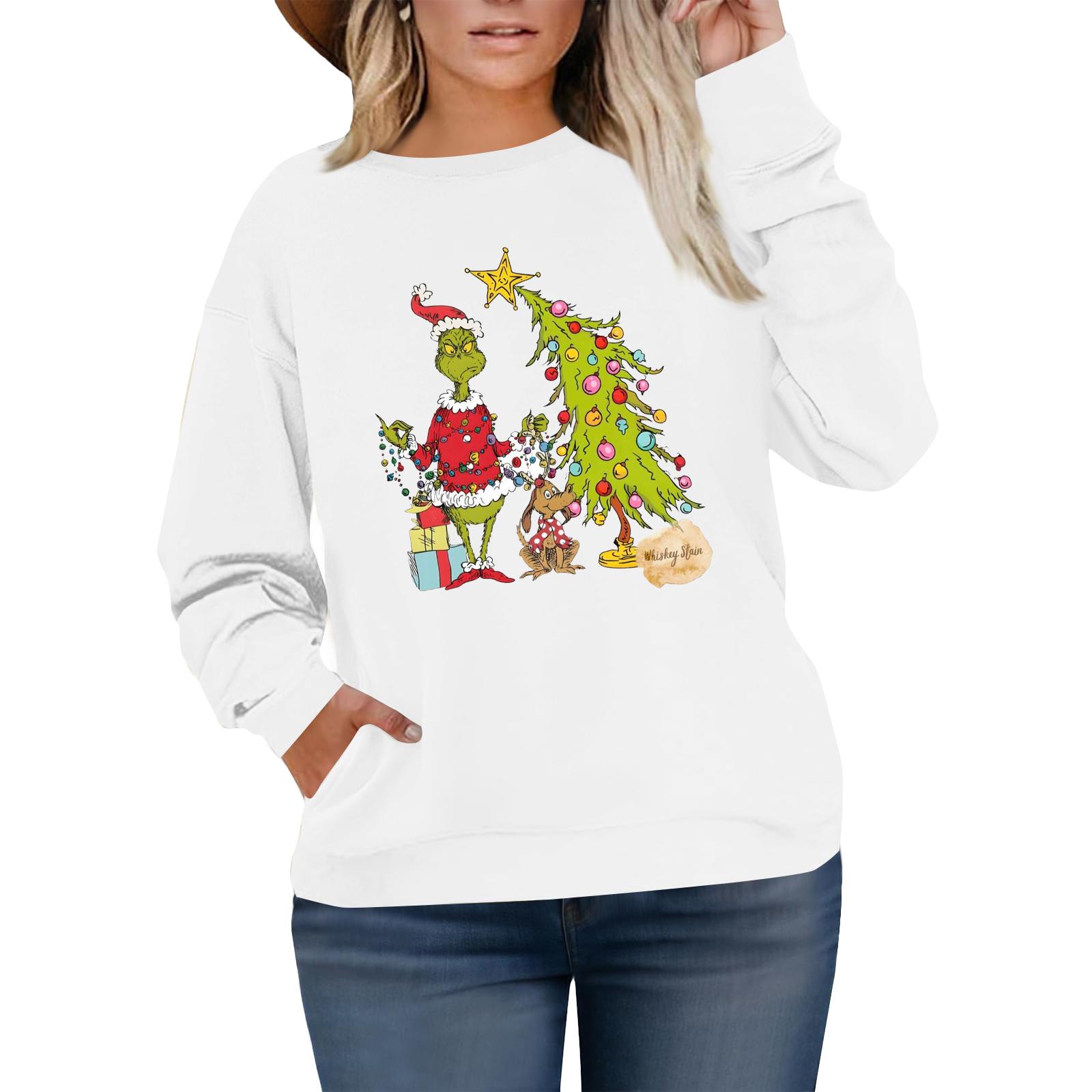 

Женский модный повседневный пуловер большого размера с длинным рукавом и принтом XXL белый