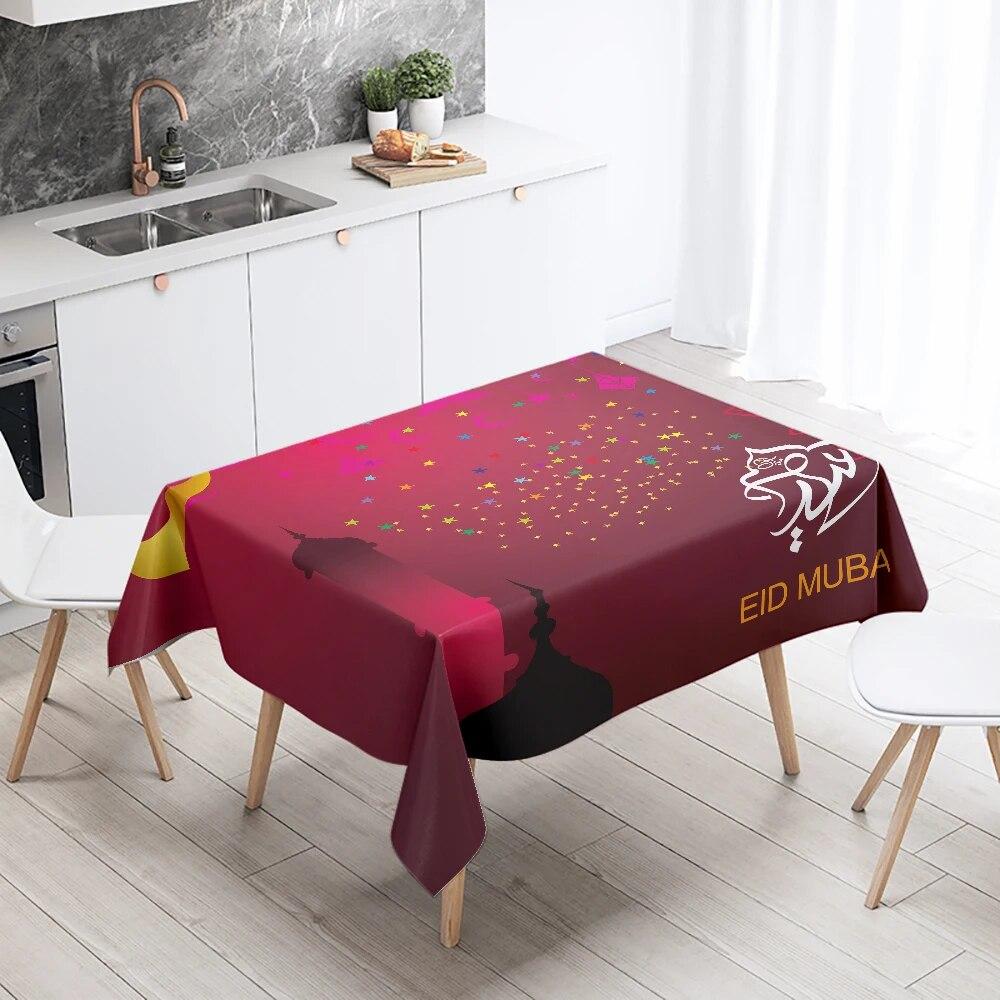 Eid Mubarak Home Decoration Tablecloth Islamic Mosque Muslim Decoration Tablecloth Waterproof and Anti-fouling