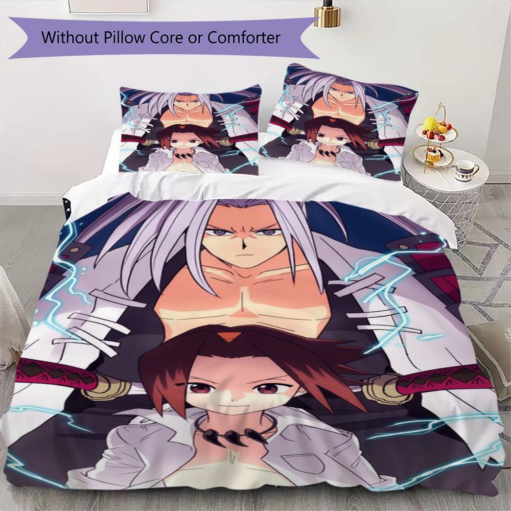 Постельное белье с рисунком из аниме Шаман Кинг Комплект одеяла Пододеяльник Наволочка Домашний Декор Подарок на День Рождения (1 * пододеяльник + 2 * наволочка без наполнителя)154 135x200cm