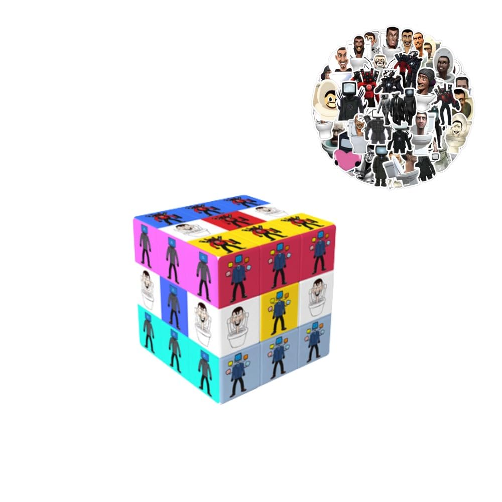 

[Chaosong123] (54 наклейки) Скибиди Игрушка Хоррор Игра Туалет Магический Кубик Брелок, Спикермен Босс Магический Кубик Брелок Мультяшное Украшение Горячая Игра Роль