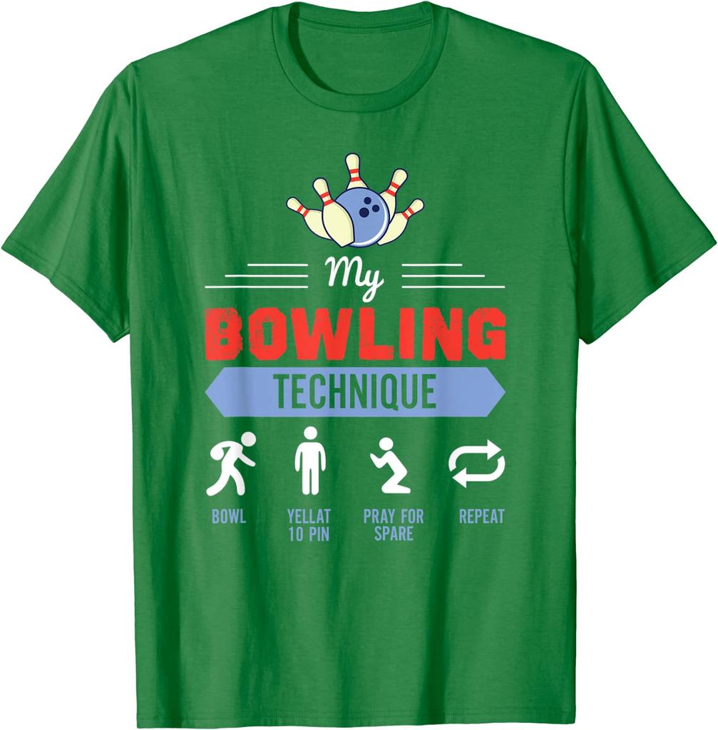 My Bowling Technique Shirt Bowling T Shirt Funny Bowler Gift T-Shirt Graphic Male T Shirt Summer Tops Shirt Cotton Casual