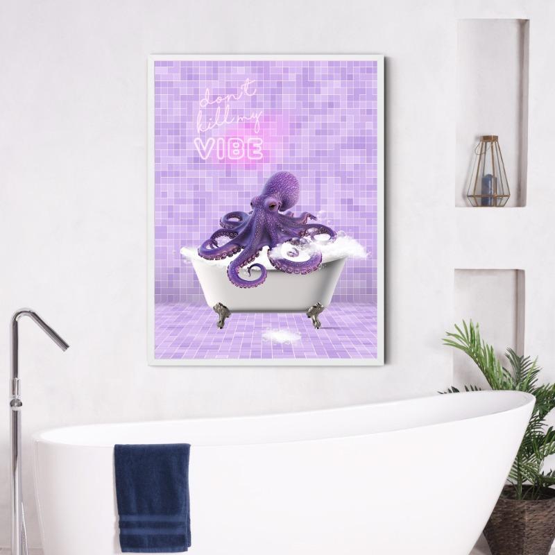 Animal in Vintage Bathtub Elephant Panda Penguin Colorful Posters and Prints Canvas Printing Wall Art Picture for Bathroom Decor