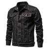 Men's Casual Workwear Long Sleeve Lapel Collar Denim Jacket Loose Multi Pocket Jacket Denim