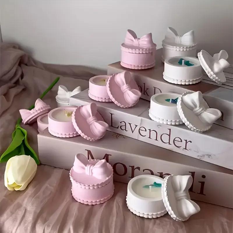 Mini Bow Shaped Storage Box Model Circular Gypsum Cement Relief Mold for DIY Epoxy Resin Handmade Jewelry Storage Creative Home