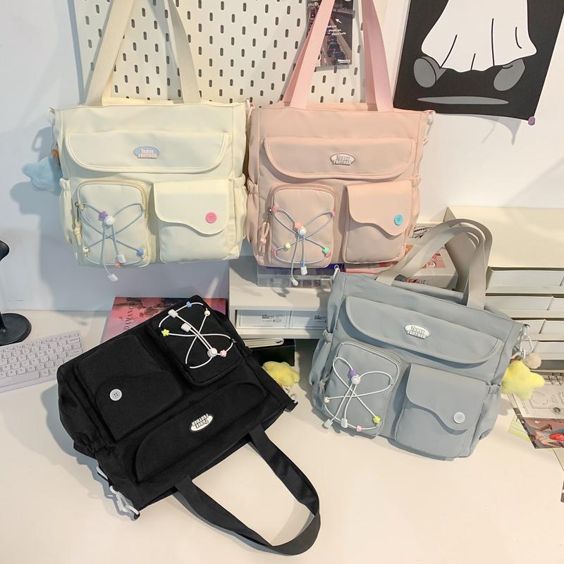Dámská kabelka přes rameno studentská velkokapacitní taška na knihy na hodiny crossbody taška