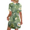 Women's Summer Dresses Women's Summer Floral Print Dresses Short Sleeve Round Tie Pocket Casual Dresses