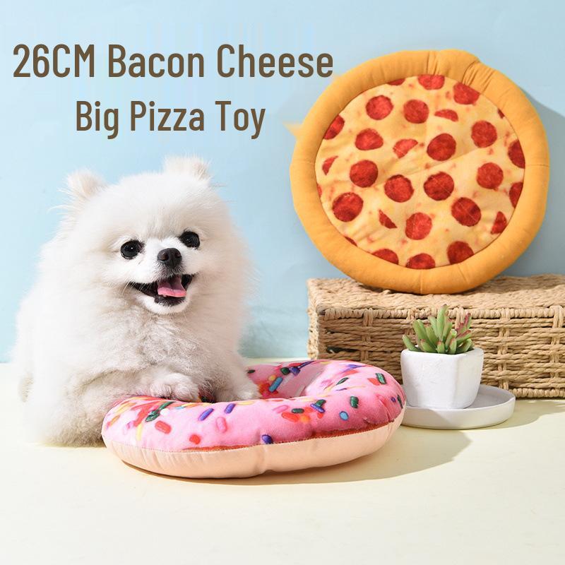 Dog Bite-Resistant Pizza Squeak Toy: Interactive, Tear-Resistant, Fun Teething Toy