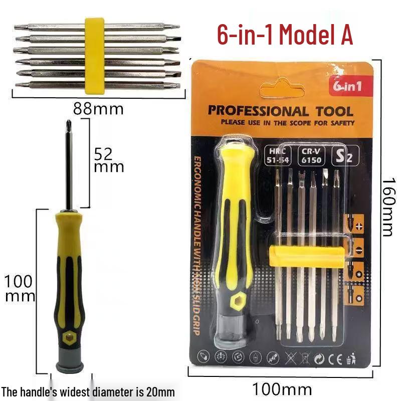 6-in-1 Multi-Functional Screwdriver Set with Special Shaped Bits for Household Repair