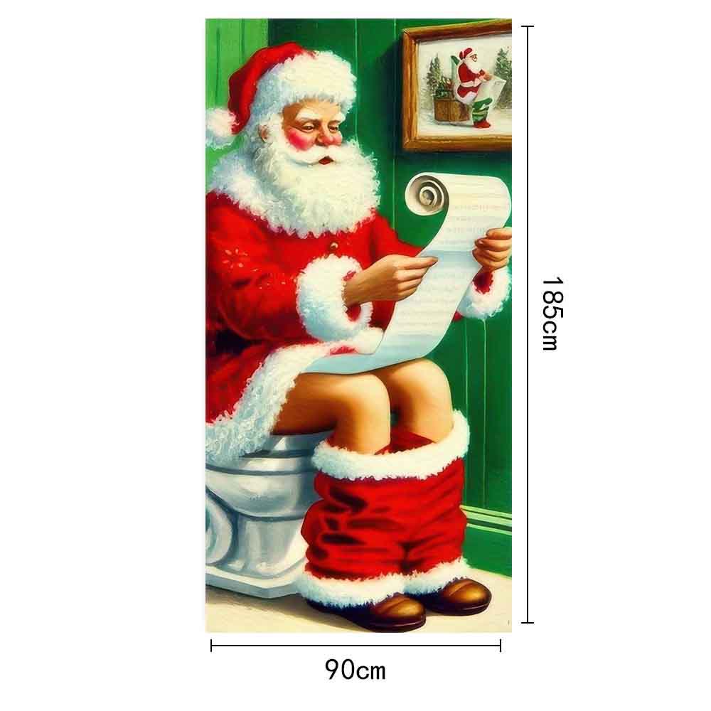 Large Santa Claus Christmas Door Cover 2025 Xmas Outdoor Decoration Funny Santa Hanging Backdrop for Home Porch Front Door