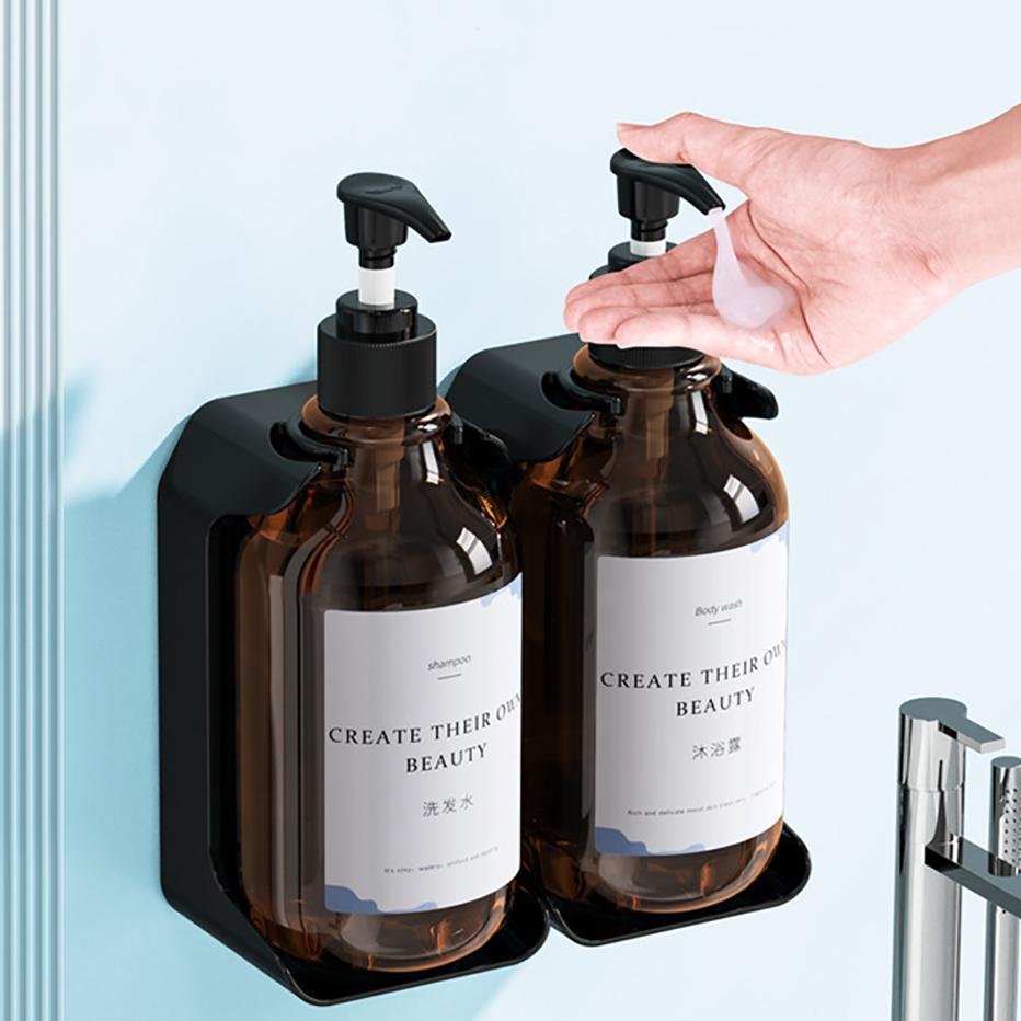Wall Mounted Soap Dispenser Set Refillable Shampoo Conditioner Body Wash Bottle Holder for Shower Wall