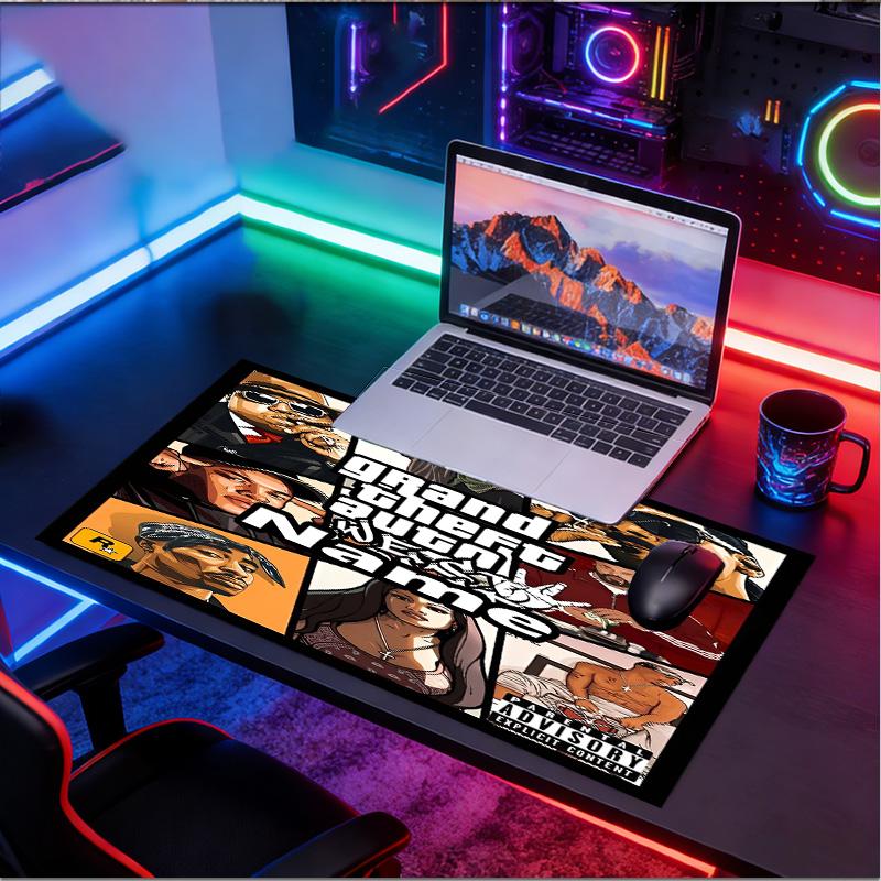 Benutzerdefinierter Name Personalisierte Grand Theft Auto VI Muster Mauspads, Laptop PC Schreibtischunterlage, Dekorative Schreibtischmatte für Zuhause Tastaturpad Geschenk