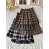 High Waist A- Line Plaid JK Pleated Skirt High Waist Gingham JK Pleated Skirt
