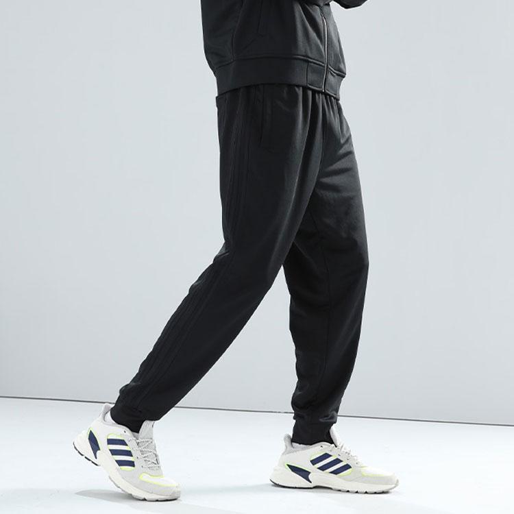 Adidas Farbblock Gestreifte Stehkragenjacke und Manschettenhose Lässiges Sportset Herrensets Schwarz TR30JR-BB+TR30P1R-BB