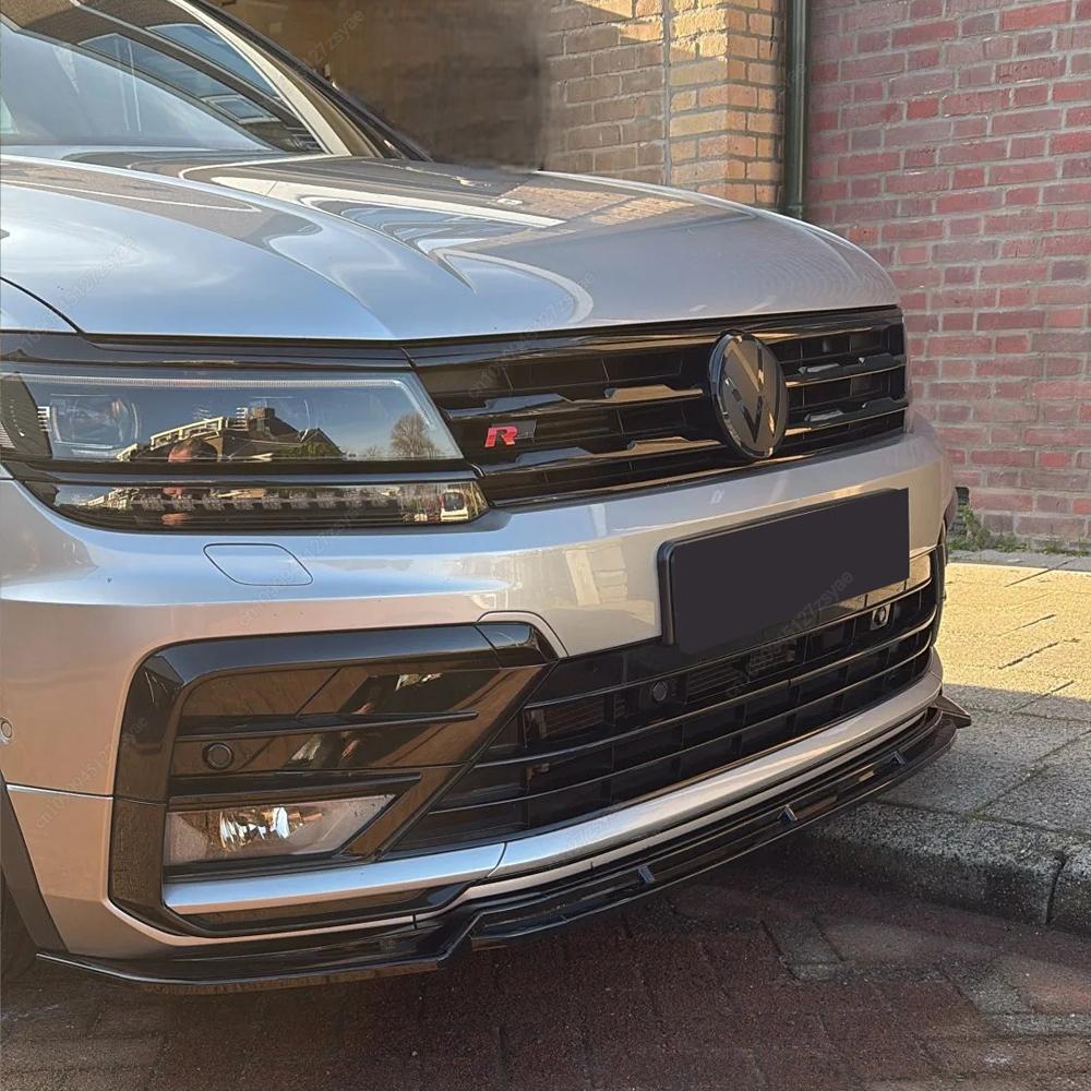 Car Front Bumper Lip Splitter Diffuser Spoiler Protector For VolksWagen Tiguan MK2 R-Line 2017-2020 Pre-Facelift Bodykits Tuning