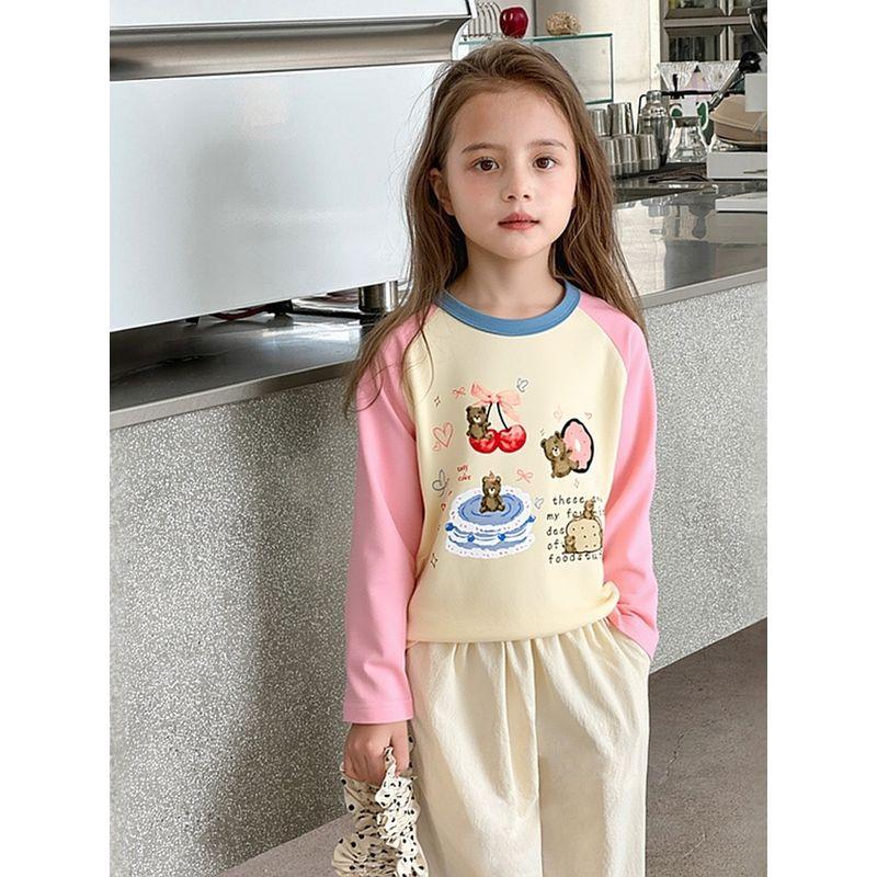 27Home Brand Export Children's Clothing Spring New Arrivals Korean Style Girls' Pure Cotton Base Shirt Children's Cartoon Long-Sleeve T-Shirt