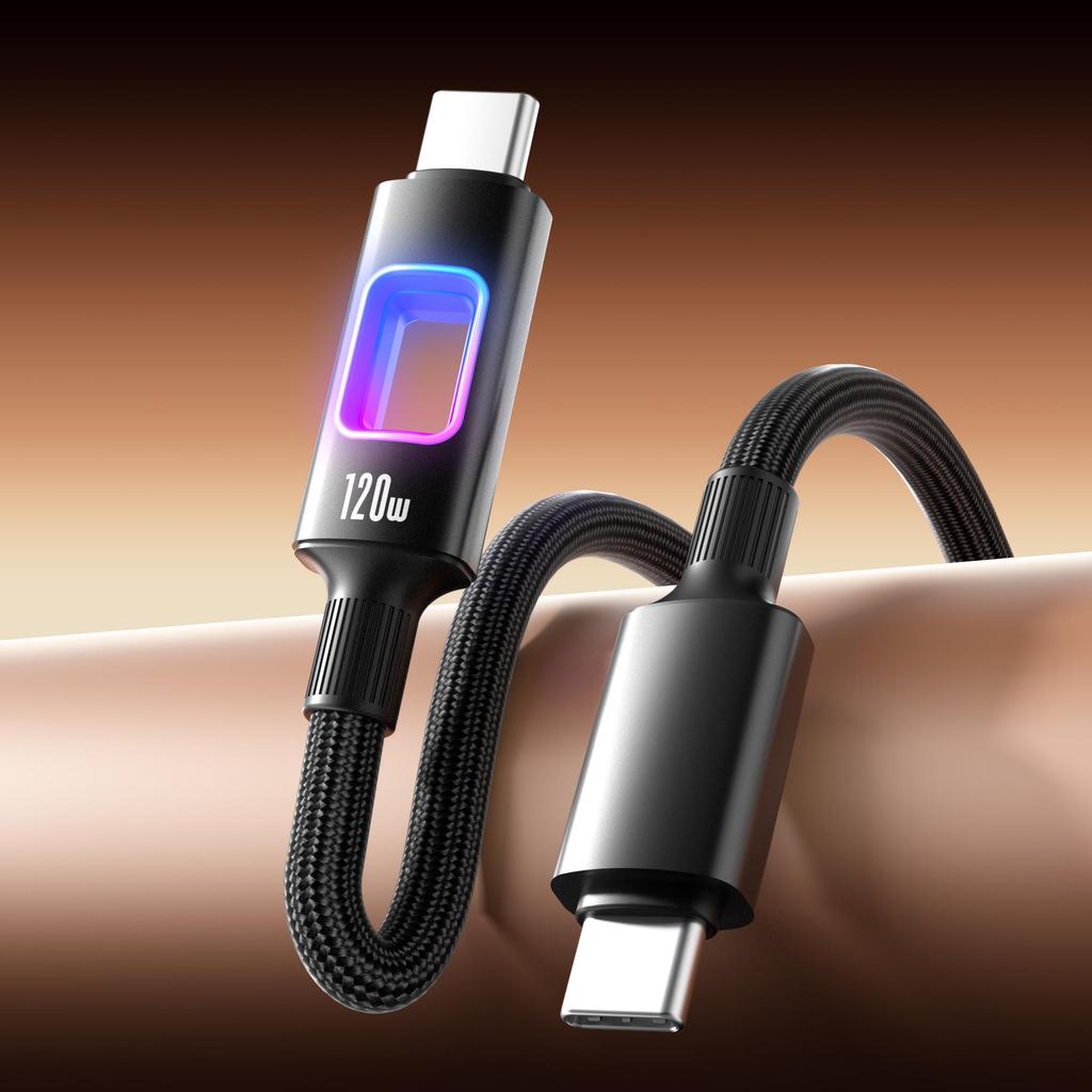 Double Type-C 120W Fast Charging Cable for Apple 15/16, Huawei, Xiaomi Laptops - 6A Compatible