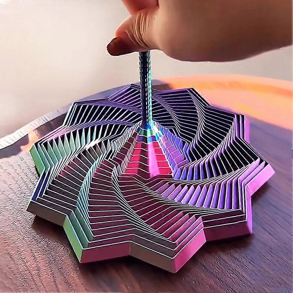 3D Printed Expanded Sensory Fidget Star,Expandable Fractal Fidget Toys Hexagon with Handle,Honeycomb Whirling Spiral Design