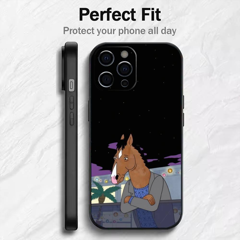 Depressiv Bojack Horse-Man Phone Case For iPhone17,16,15,14,13,12 Plus,Max Soft Silicone Black Cover
