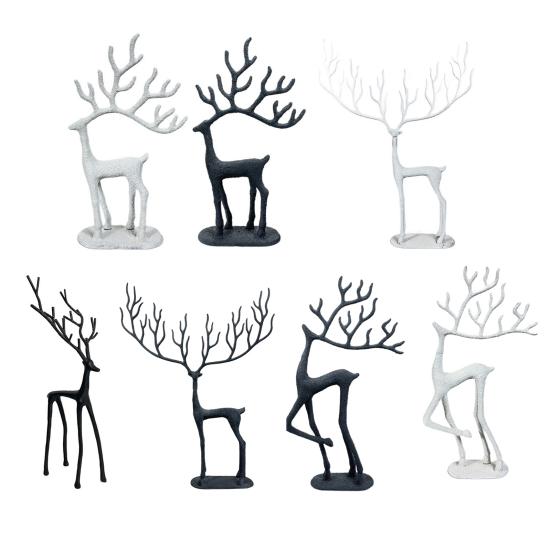 Yousheng Christmas Reindeer Statue Minimalist Artistic Deer Figurine Metal Animal Sculpture Home Office Desktop Decoration Ornament