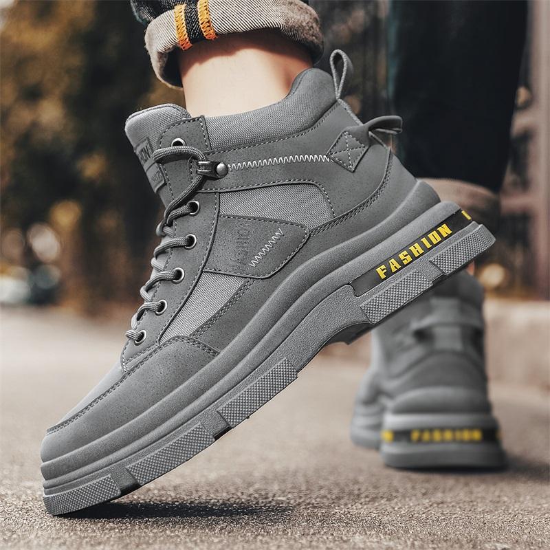 New Fashion Autumn And Winter Men's High Top Martin Boots Students Male Boys Trending Soft Sole Work Shoes Labor Protection Martin Sneakers