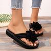 Flip Flops Ladies Floral Comfortable Summer Slide Sandals With 3d Lotus Design Soft Fabric Upper And Eva Sole All Season Casual Beach Wear