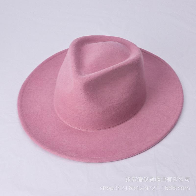 Autumn and winter fashion jazz top multi-color wool top hat daily travel photo concave wool felt hat women