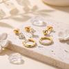 Minimalist Gold Plated Clover Stud Earrings Set With Zircon Accents Women Multi-Hole Ear Piercing Jewelry