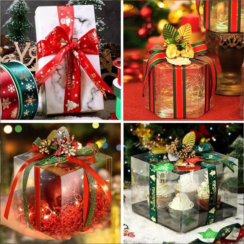 25 Yards/Lot Printed 10/25mm Christmas Ribbon DIY Gift Packing