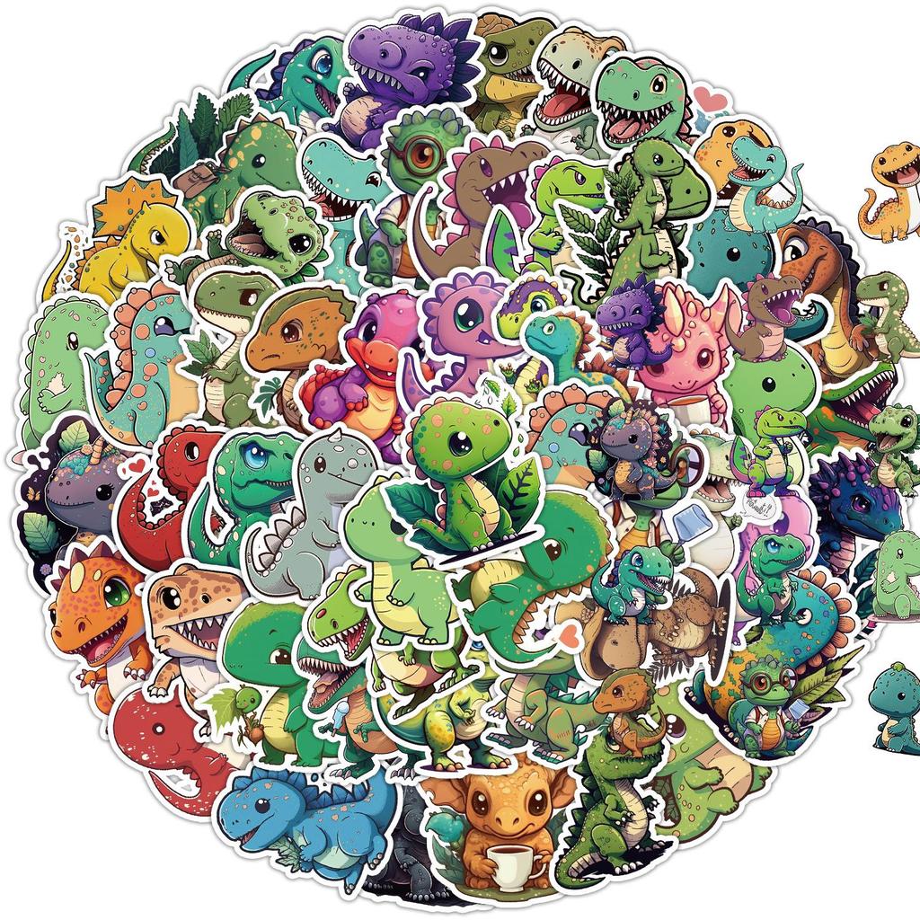 50 Unique Cute Dinosaur Stickers: Waterproof Decals for Water Bottles, Phones, and Kids' Journals.