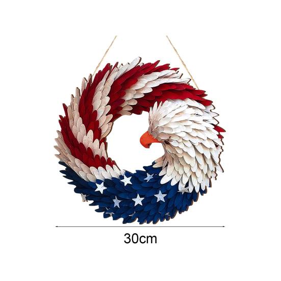 Independence Day Patriotic Eagle Wooden Plaque Red White Blue Bird Front Door Wall Hanging Garland Pendant 4th of July Festival Decoration