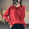 Women's 100% Pure Wool Knit Cardigan - Long Sleeve, Warm, Comfortable, Loose Fit, Slimming, Versatile Sweater.