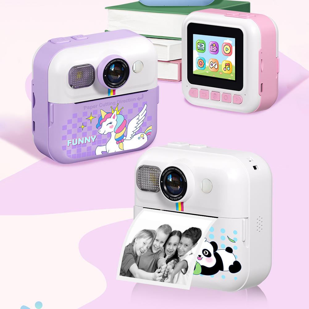 Kids Mini Instant Print Camera 2.4 Inch Screen Child Drawing Camera 48MP 1080P Video Children Camera Gift for Christmas/Birthday