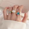 Color-Block Geometric Ring: Trendy Adjustable Open Design for Women