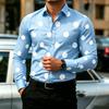 Camicia da Uomo a Pois Manica Lunga, Camicia Business Casual Slim Fit, Top da Uomo Tendenza Moda Casual da Esterno