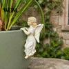 Angel Statue for Flower Pot Vintage Girl Statue, Planter Climber Cute Unique Holiday Gift Ideas Resin Figurine Edge Decor