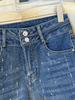 Women's High-Waisted Rhinestone Slim Fit Micro-Flare Denim Pants - 2026 Spring/Winter Trend