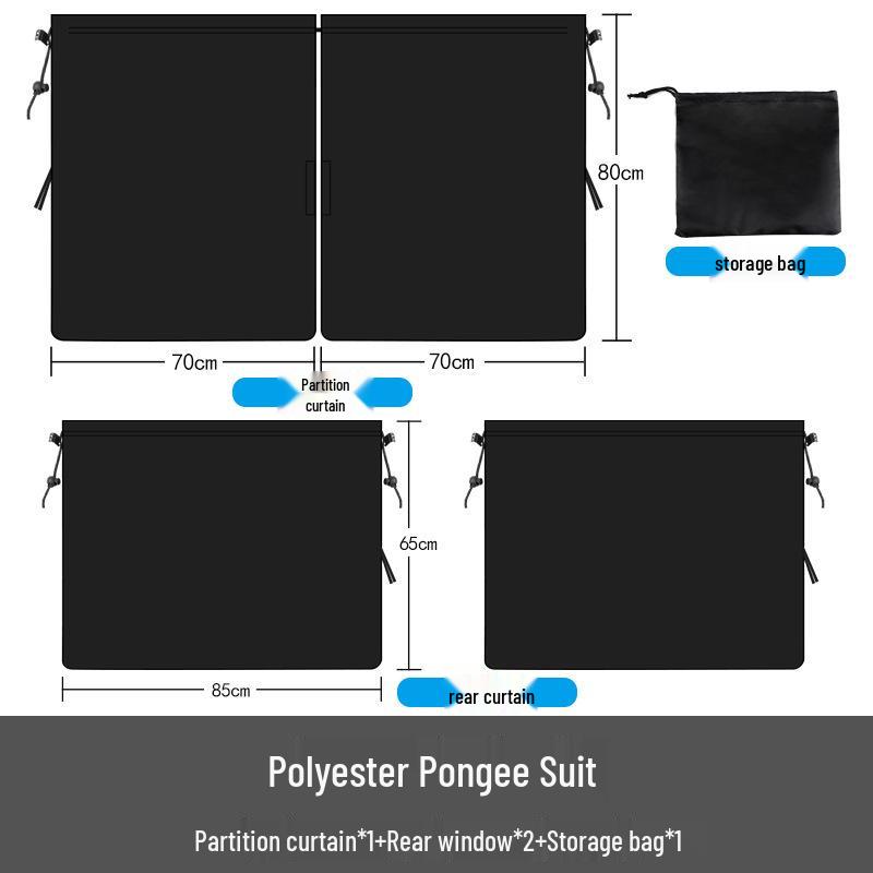Car Interior Divider Curtain Set: Chunyafang Sun-Blocking Fabric, 5-Piece Front & Rear Sunshade.