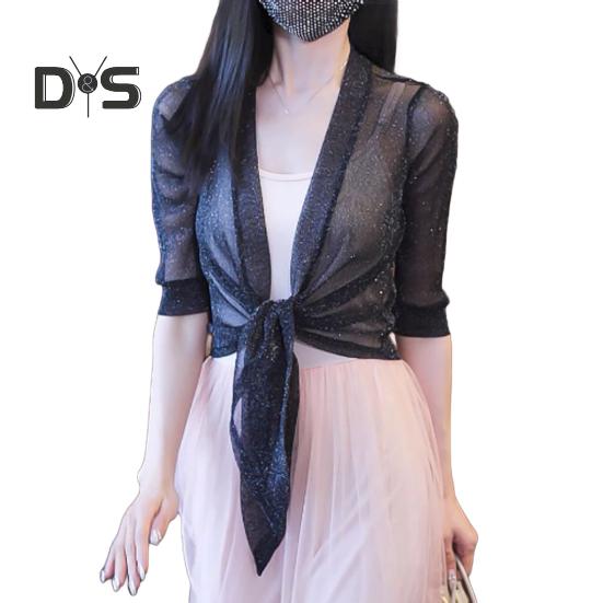 Women Sunscreen Shirt Long Sleeve Solid Color Loose Fit Sunscreen Cardigan with Lace-up Breathable Thin Coat