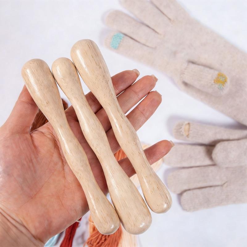 Wooden Repair Set with Darning Stick for Easy Mending of Gloves Socks and Knitting Fabrics