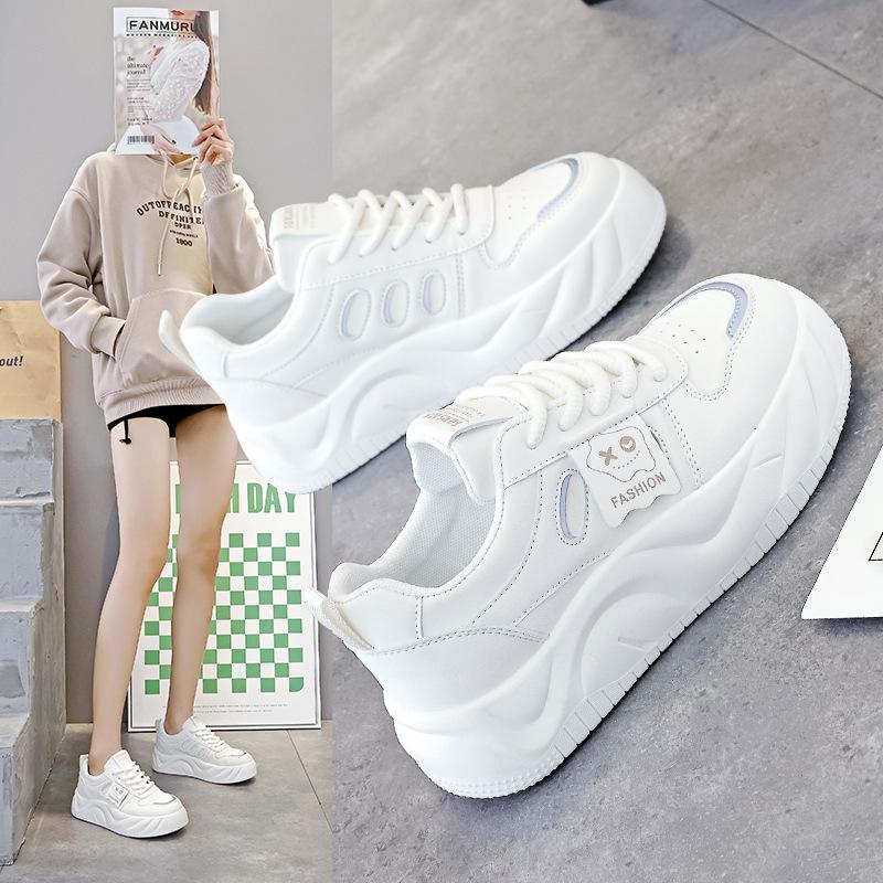 Platform bread shoes single shoes 2025 spring new versatile soft sole casual sports shoes student white shoes women 2620
