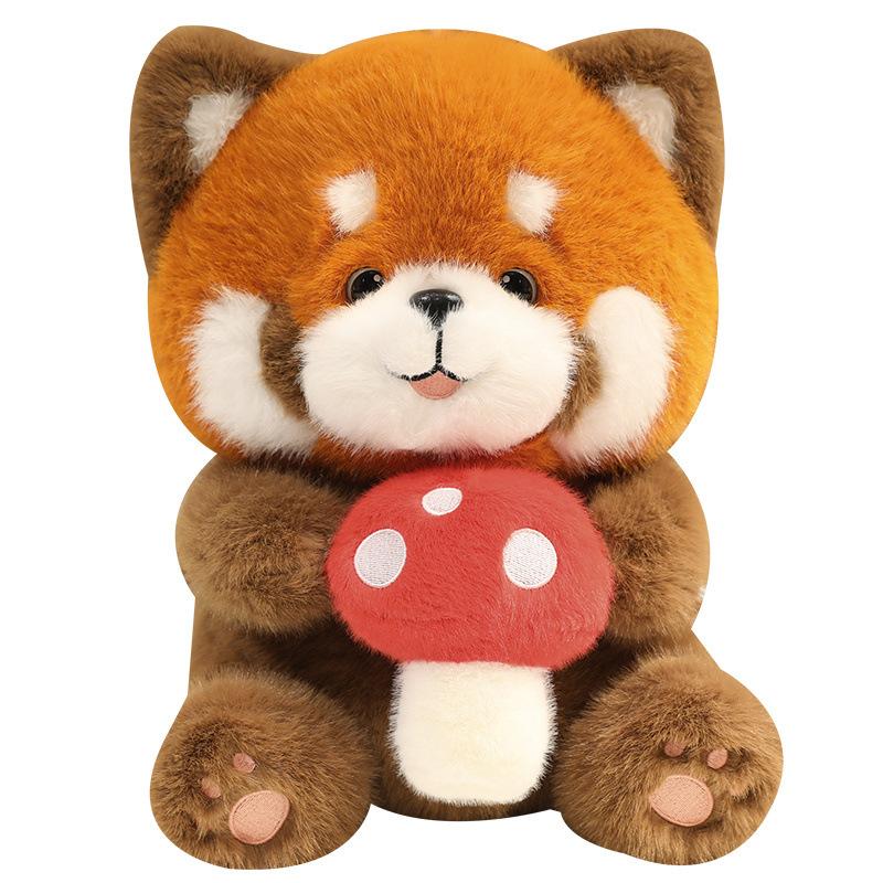 Cute Mushroom Raccoon Plush Doll Hotel Room Decorated Raccoon Zoo Souvenir Doll For Children